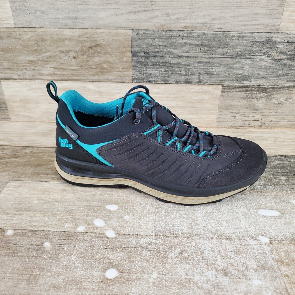 Hanwag Blueridge Low Lady ES Womens Shoes Sz 10 Asphalt Ocean Hiking Sneakers